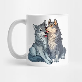 Valentine Cartoon Wolf Couple Mug